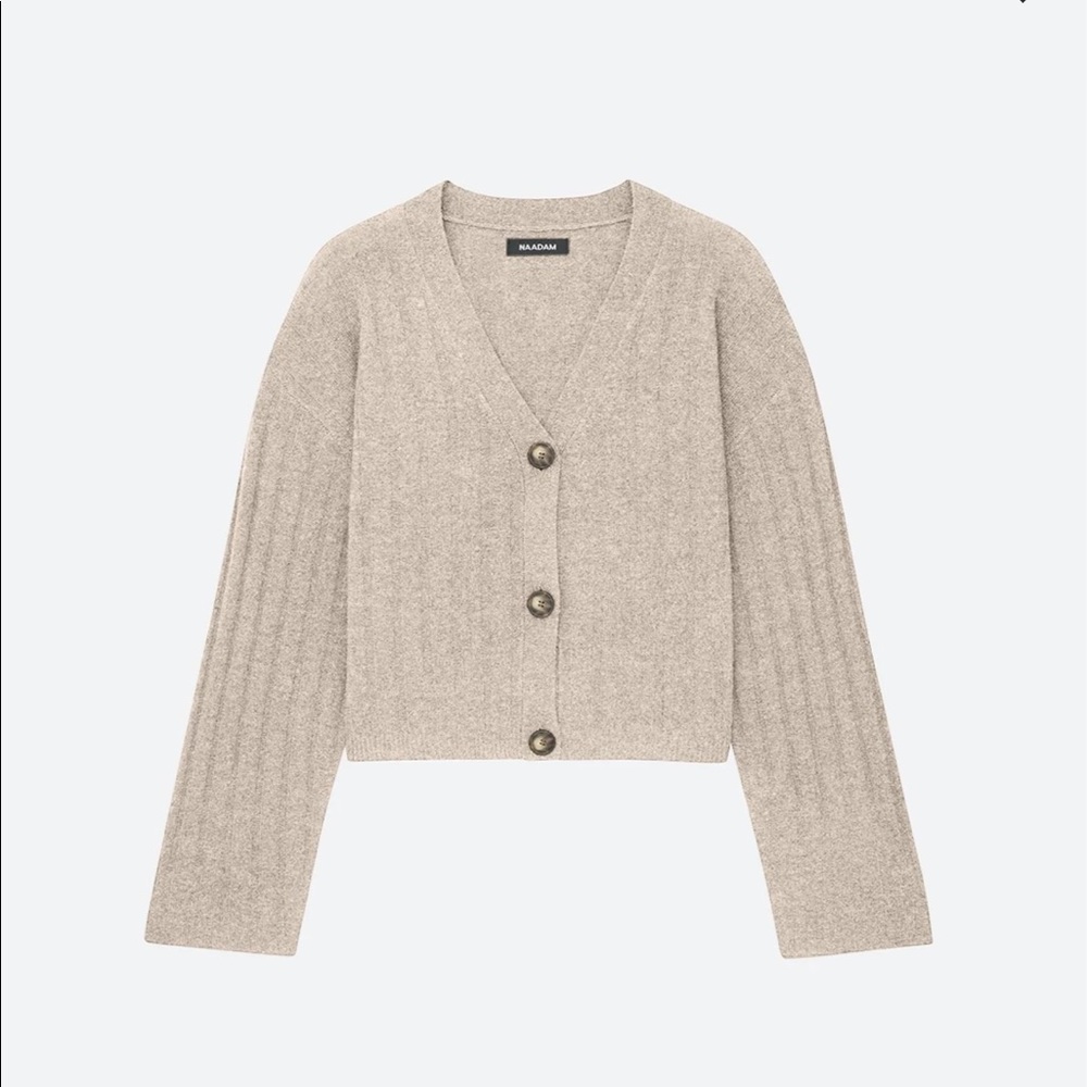 NWT Naadam Oatmeal Cashmere Ribbed Cardigan
